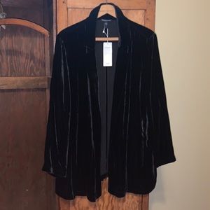 NWT Eileen Fisher Velvet Long Blazer - Black